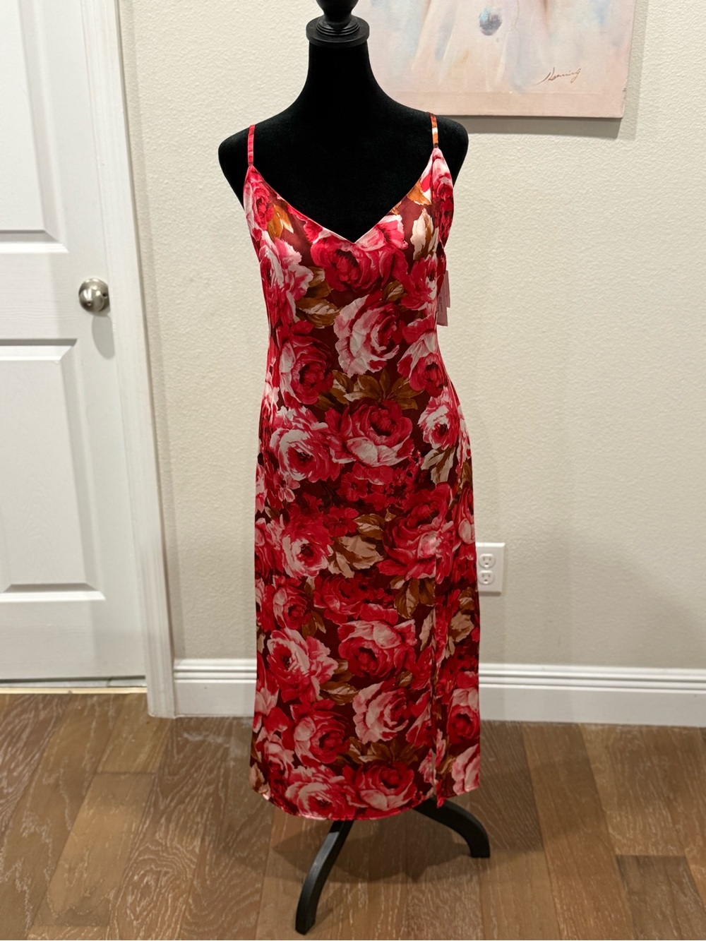 I.N. San Francisco Red Floral Midi Slip Dress